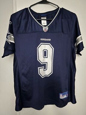 Tony Romo Dallas Cowboys Jersey Mens Size L Blue #9 Mesh